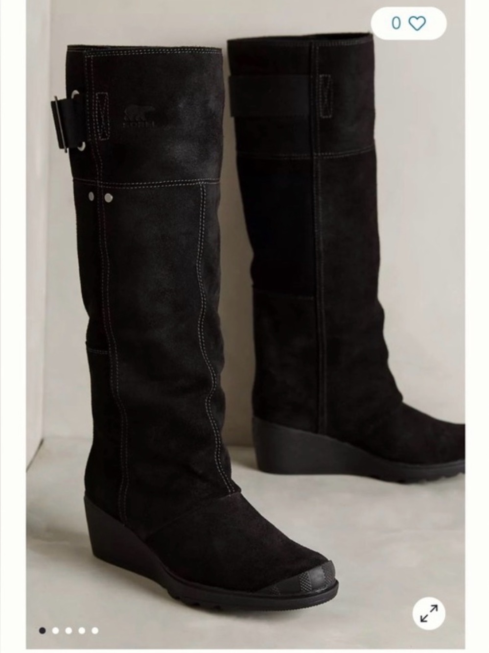 Sorel Weatherproof Toronto Black Suede Wedge Knee-High Boots